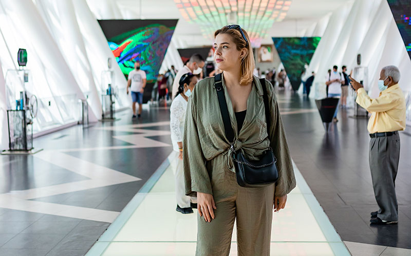 Female Tourist at Dubai Frame